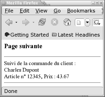 page affichant les informations entrées dans le formulaire au moyen d'un cookie
